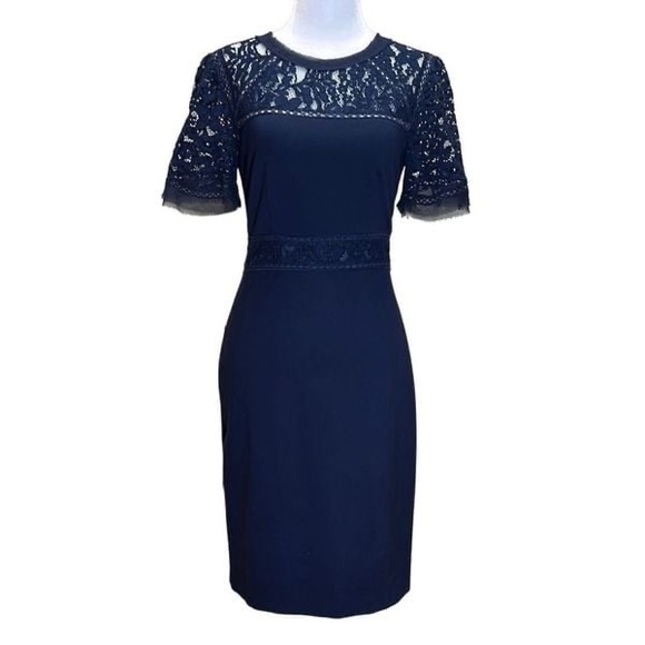 Rebecca Taylor Navy Lace Sheath Dress - Picture 5 of 16